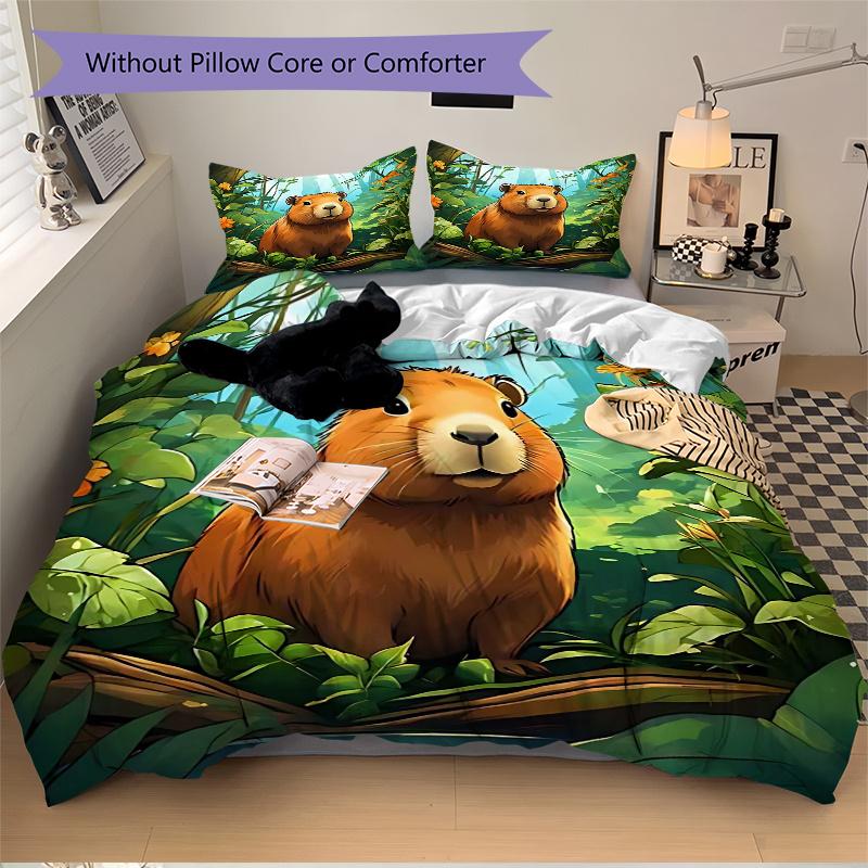 3pcs Anime Cartoon Design Duvet Cover Set with One Quilt Cover and Two Pillowcases (No Core) - Home Decor, Festival Gift, Polyester Fabric, Suitable f