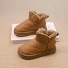 Winter Snow Boots Boys Add Velvet Thickened Cotton Thick Soft Soled Short Boots Girls Comfortable Solid Color Kids Shoes