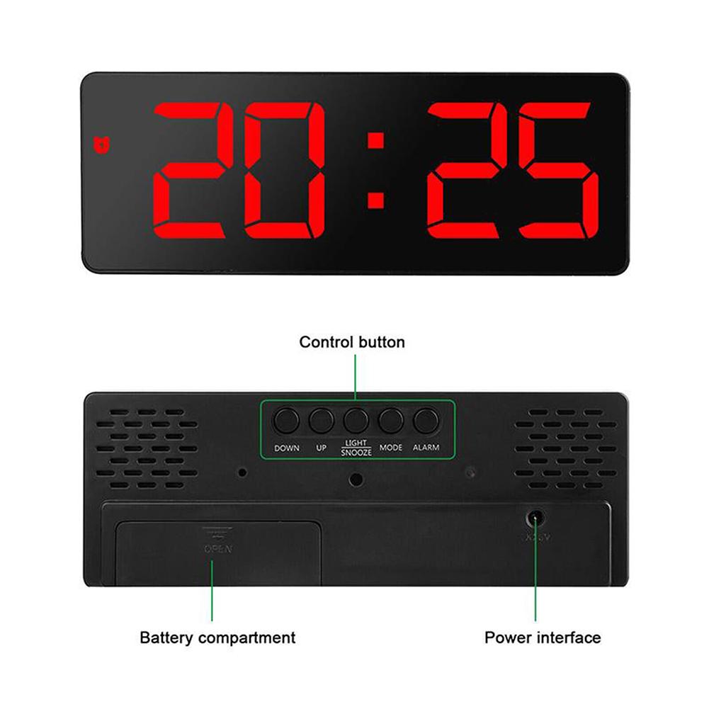 LED Digital Electronic Clock Backlight Large Number Alarm Clock Temperature Calendar Bedside Table Nightlight LED Clock Watch