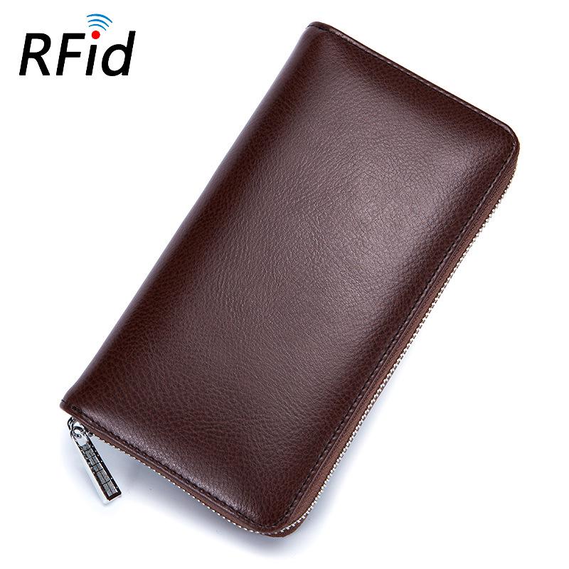 Genuine Leather RFID Long Wallet & Passport Holder with Multifunctional Accordion Card Slots for Men & Women