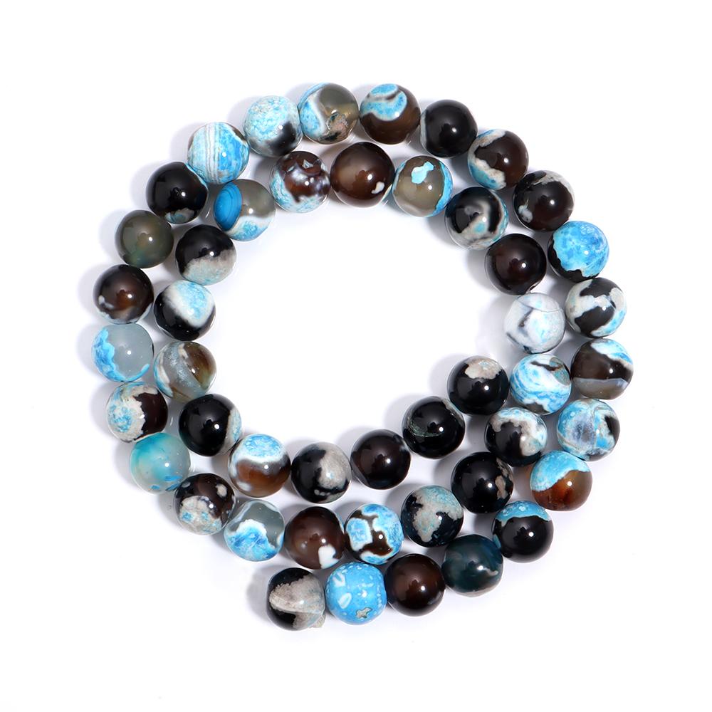 6/8/10mm Natural Stone Brown Blue Fire Agates Beads Round Loose Beads For Jewelry Making DIY Crafts Bracelet Necklace Supplies