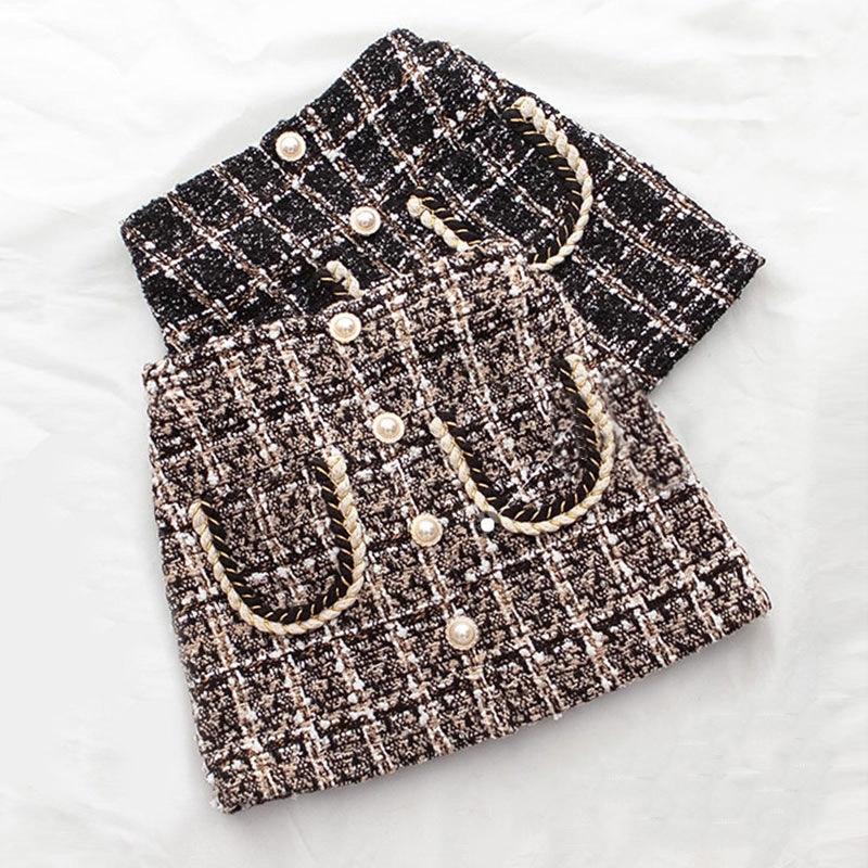 Girls Woolen Plaid Half Skirt Children's Baby Plush Princess Skirt Kids Winter Children Striped Clothes