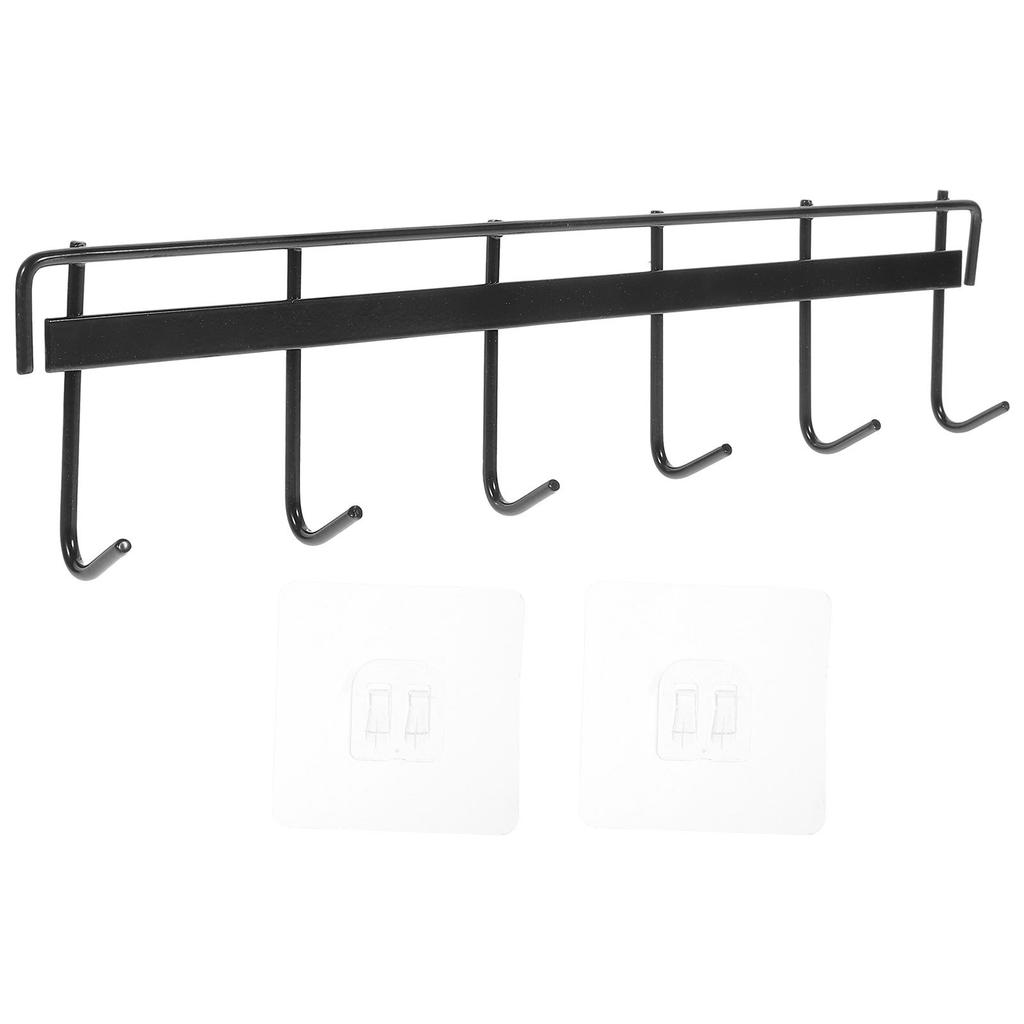 6-Hook Wall Rack Traceless Adhesive Kitchen Utensil Hanger Multipurpose Storage Organizer for Kitchen Bathroom Bedroom