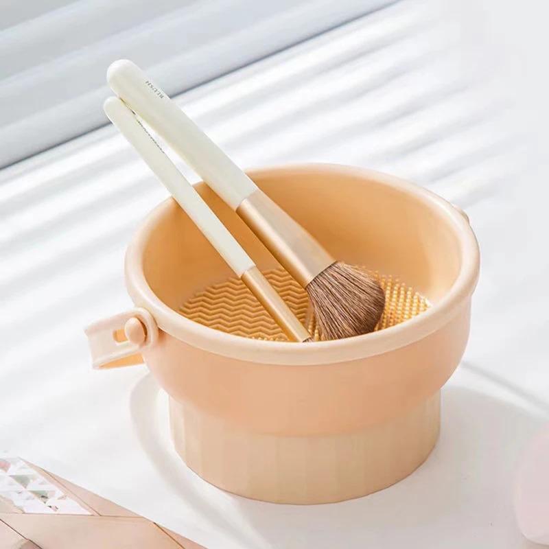 Makeup Brush Cleaning Bowl Beauty Egg Cleaning Tool Storage Set Brush Powder Puff Dry Cleaning Silicone Drying Shelf