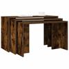VidaXL Nesting Tables 3 Pcs Smoked Oak Engineered Wood, Nesting Side Table, Stackable Table, Sofa Table, Table 858537