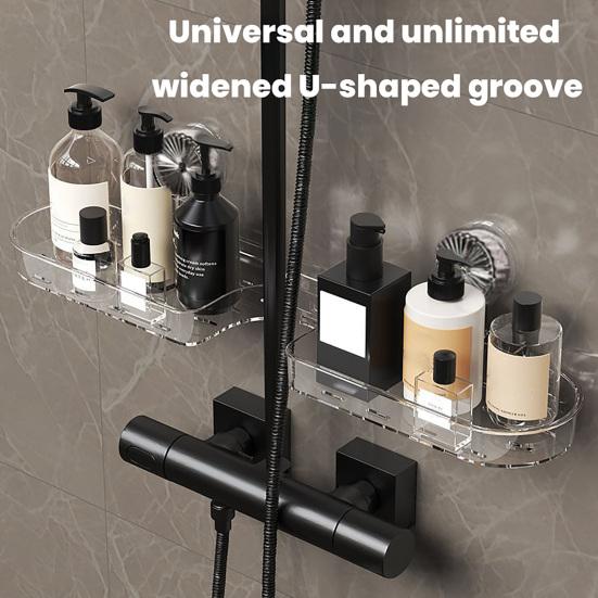 Bathroom Storage Rack with Suction Cup Strong Load-bearing Self-draining Shampoo Sponge Holder Multi-Function Organizer
