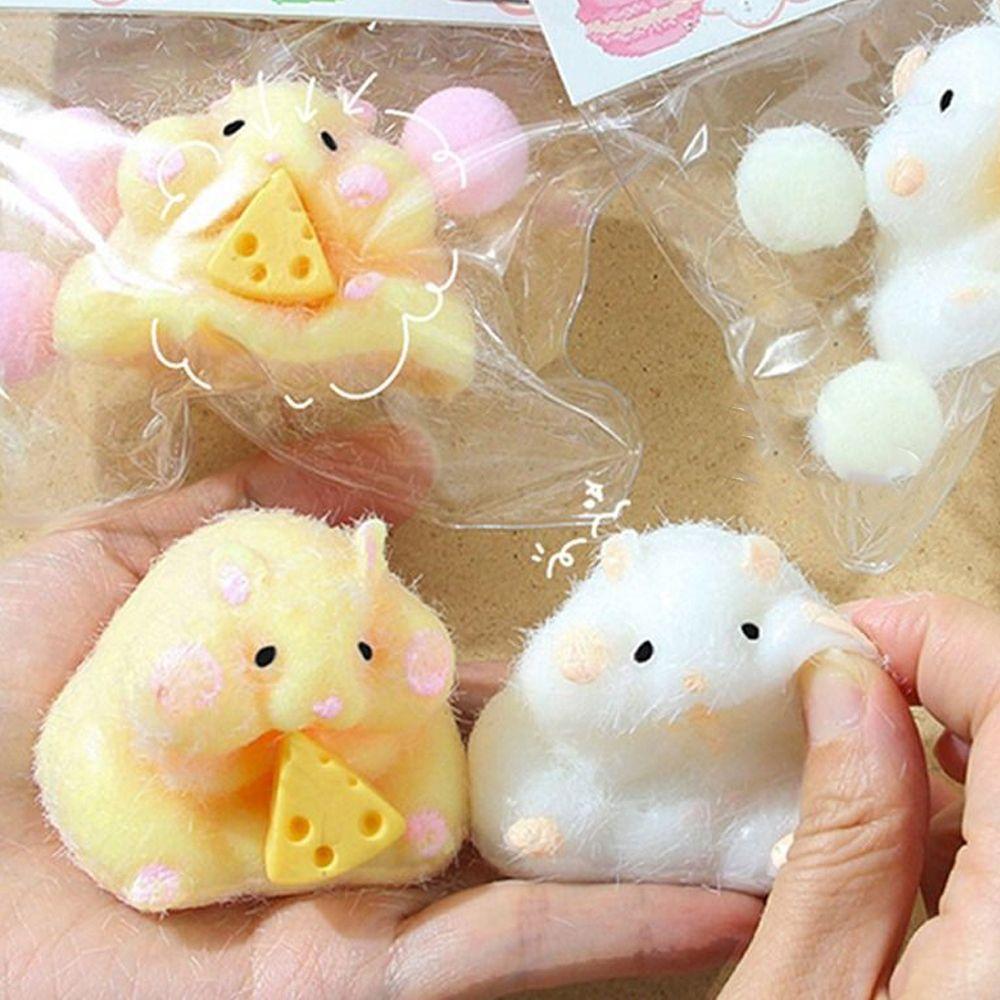 Mochi Hamster Squishy Toy Mushy Silicone Toy Fuzzy Cute Hamster Handmade Lovely Fidget Toy Relief Stress Relax Gift Present