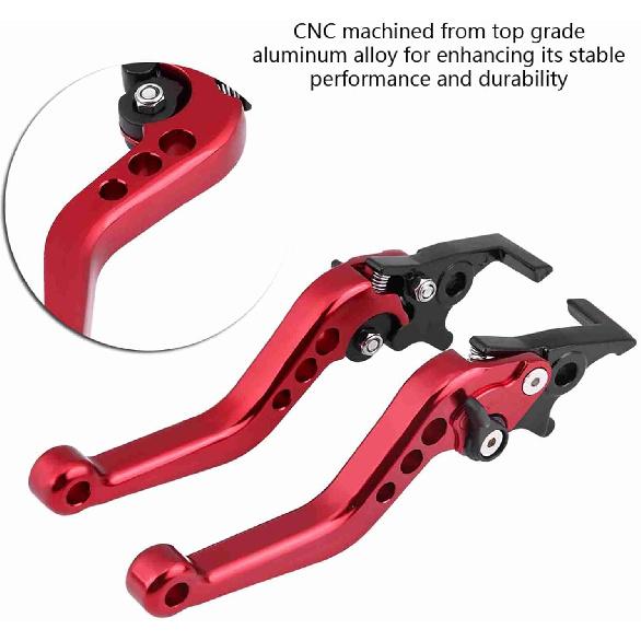 Acouto Dual Brake Lever 1 Pair CNC Aluminum Double Disc Brake Levers for Motorcycle Scooter Modification Below Red