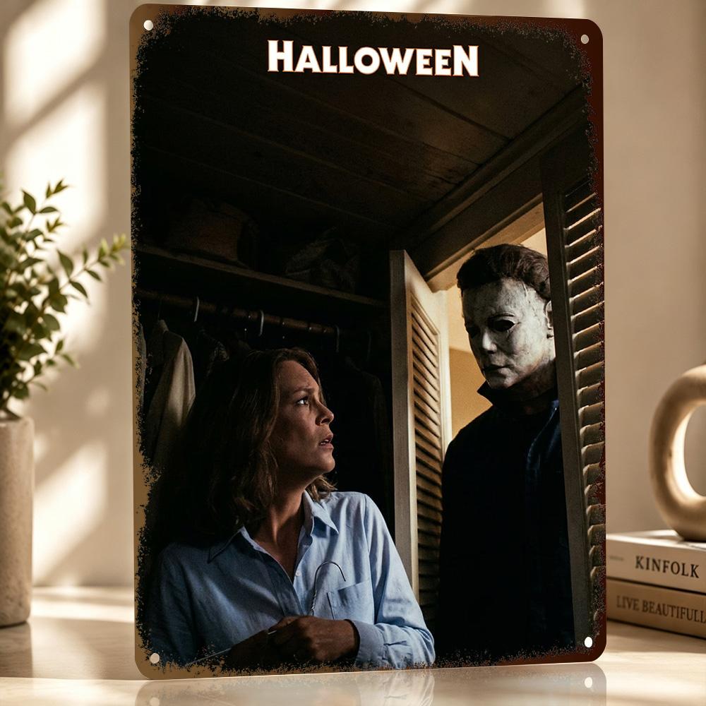 Halloween Movie Featuring Michael Myers D Texture Printed Poster Custom Vintage Metal Tin Plate Sign for Wall Art Decor Luxury