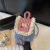 Korean Lace Plaid Backpack 2025 New Niche Design Fluffy Ruffle Edge Mini Cherry Plaid Backpack