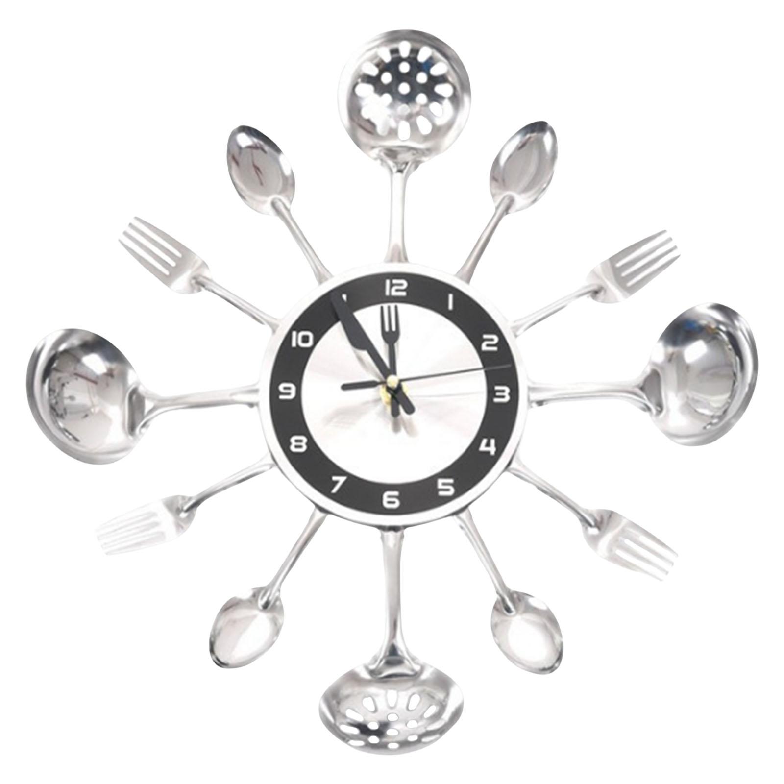 

Modern Design Sliver Cutlery Kitchen Utensil Wall Clock for Decor