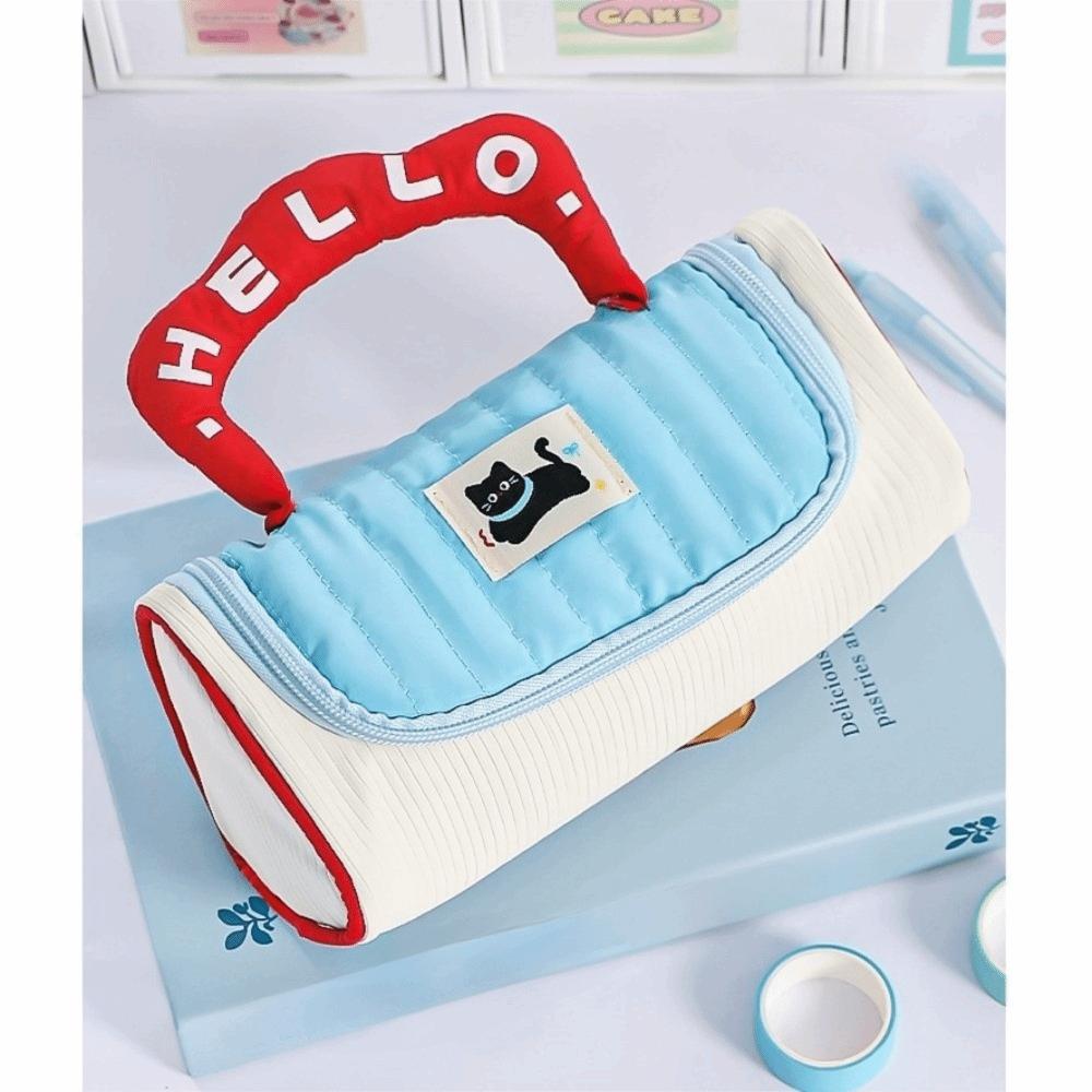 Candy Color Colorblock Kitten Pencil Case Large Capacity Cat Pencil Pouch  Office
