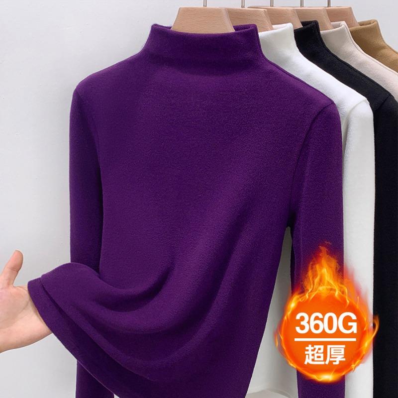 Semi-turtleneck German Velvet Bottoming Shirt with Women's Autumn and Winter Velvet Thickened New Abraded Slim-fit Top