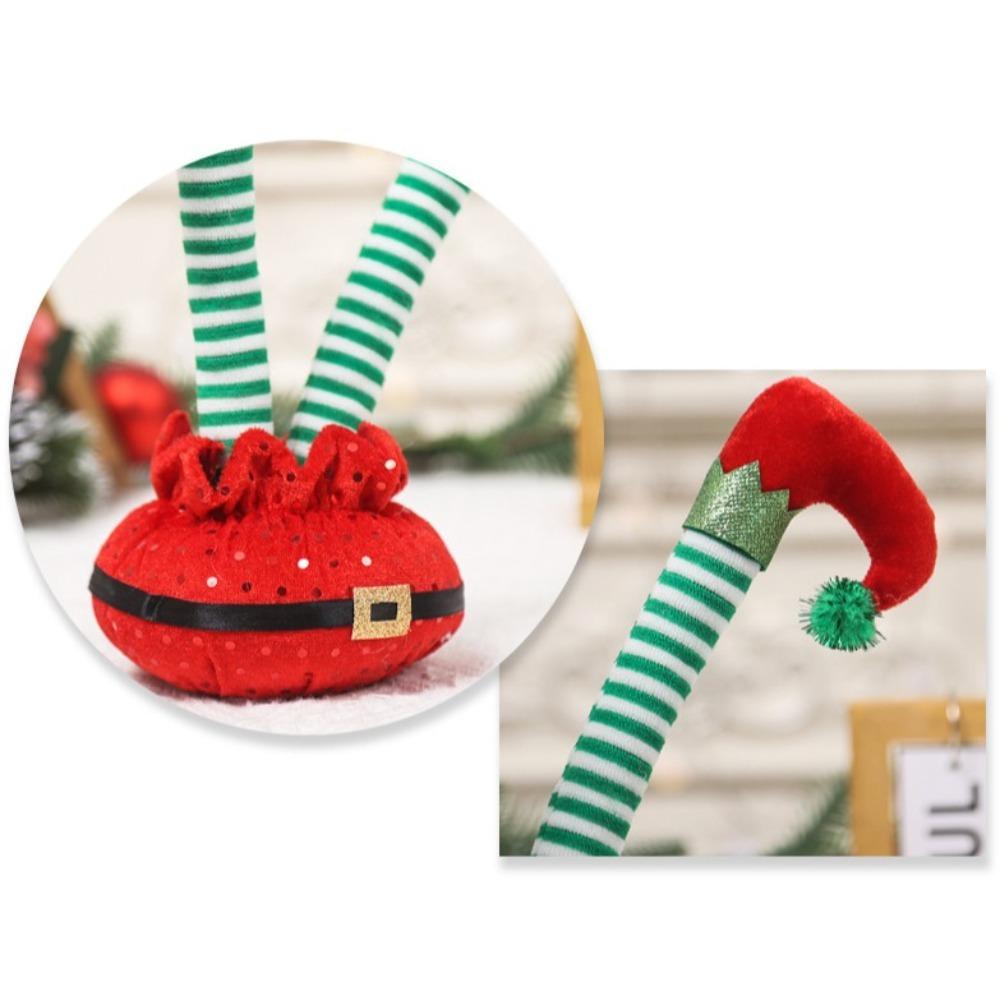 Sequins Stuffed Legs Xmas Decor Stripped Bendable Desktop Ornament  Home Xmas Decor