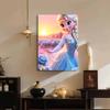 Blue Rose Sunset Elsa Pearl-Inlaid Frameless Art | Handmade Pearl Craft, Blue Rose Theme, for Soft Dreamy Home Decor & Gift Option