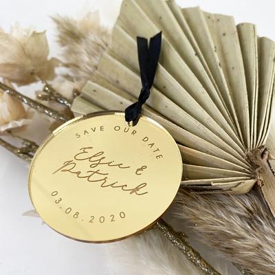 Gold Mirror Acrylic Round Wedding Place Card W/h Hole Circle Sheet for Gift Tag DIY Craft Art Painting Keychain Party Decor