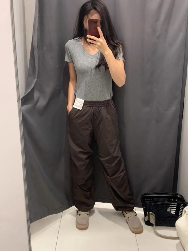 

Женские теплые флисовые брюки-парашюты широкого кроя, эластичная талия, ветрозащитные и универсальные для зимы Large чёрный