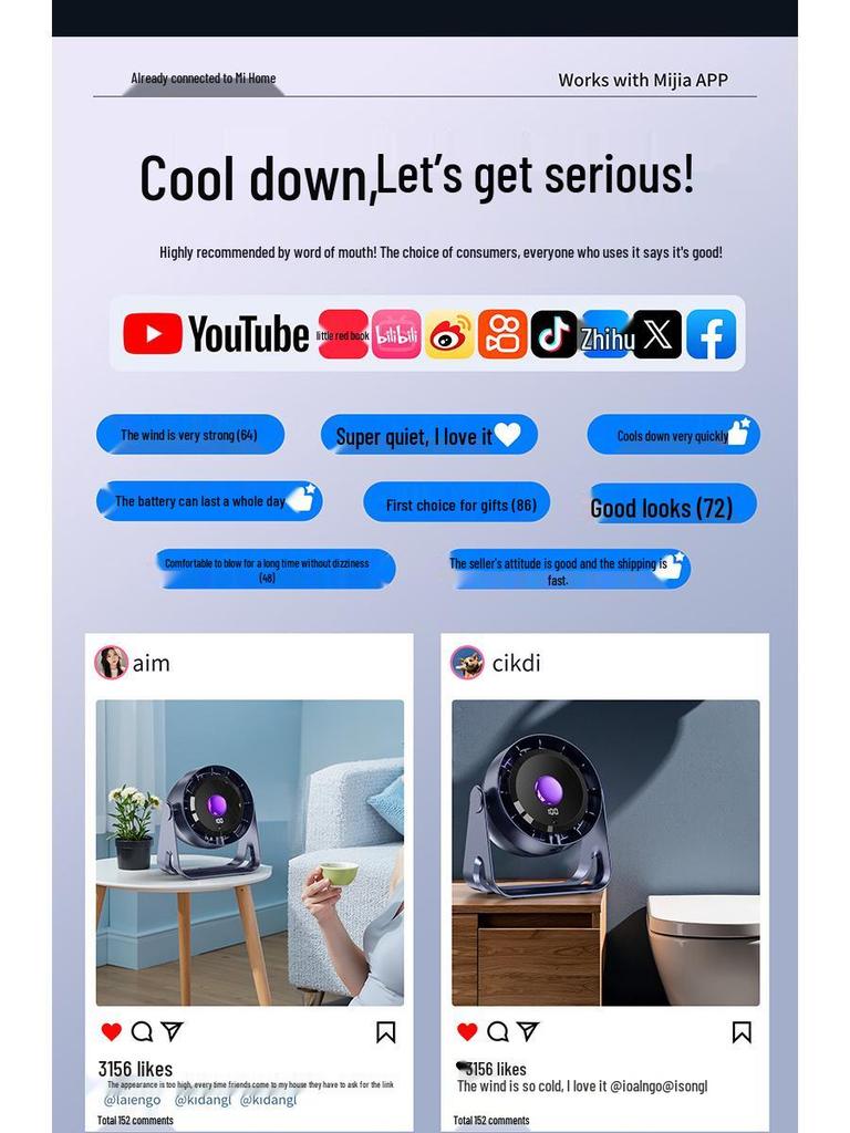 2025 Rechargeable Desktop Fan for Home, Office, Dormitory, Bedroom - Wall-Mountable & Hole-Free Design
