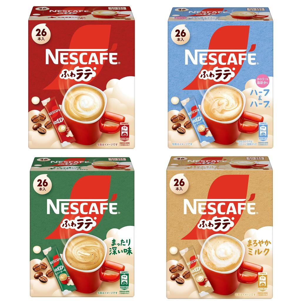 Nescafe Fuwa Latte 4-flavor Assortment, Stick Coffee, Cafe Latte, Individually Wrapped Contents May Change Depending On the Season