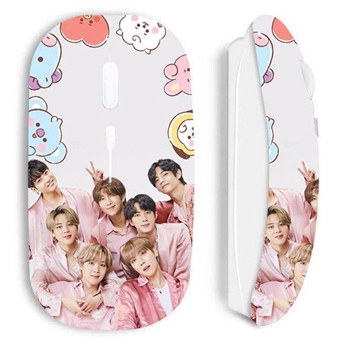 Souris sans fil - Kpop - BTS - Blanc - Optique - Nano clé USB wifi