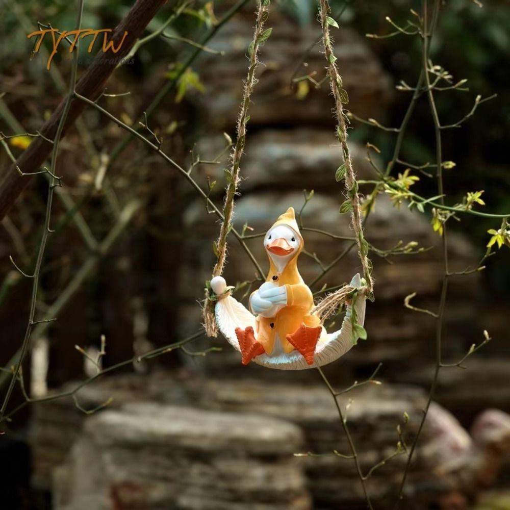 Pendant Rabbit Swing Miniature Figures Duck Table Decoration Doll Outdoor Balcony Patio Tree