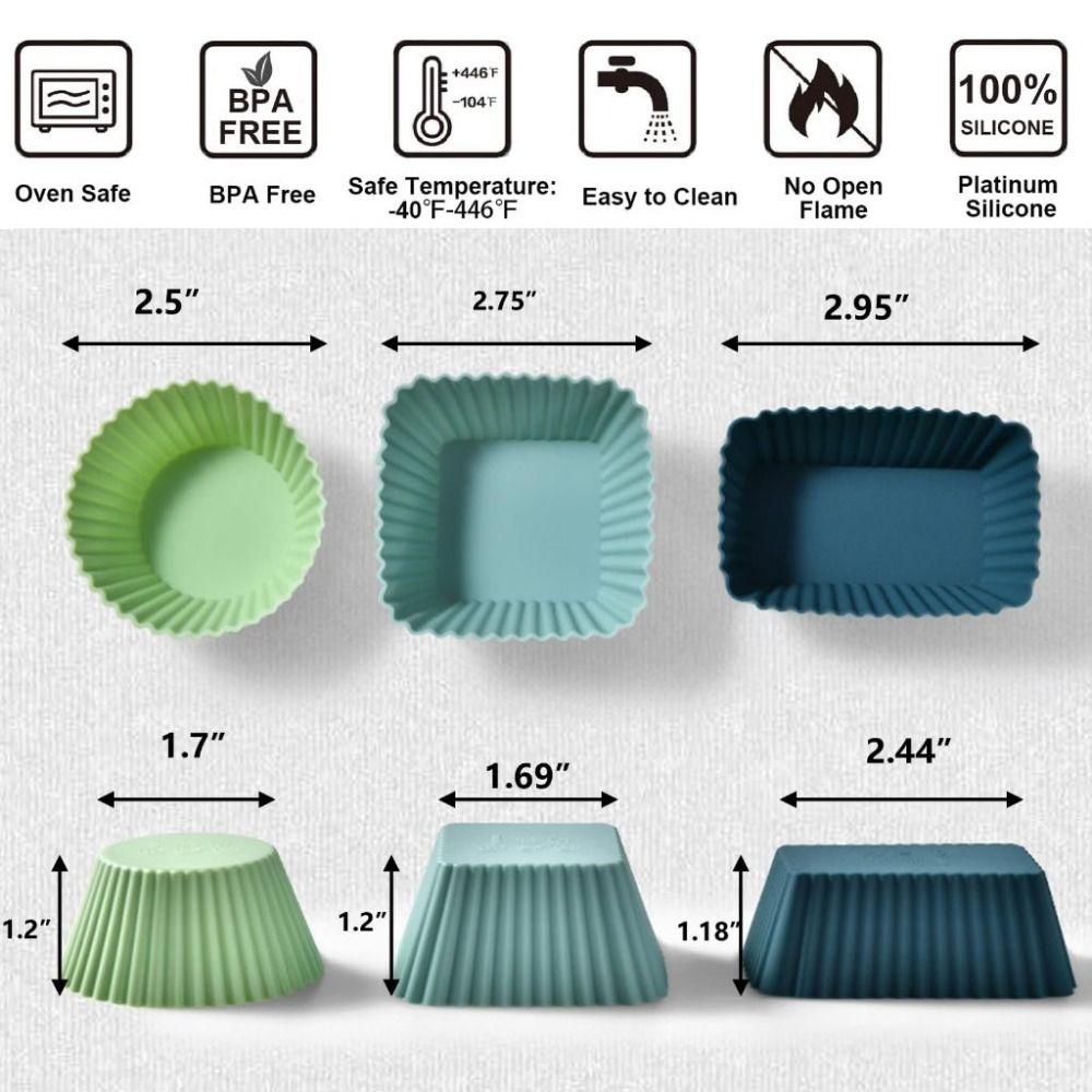 12Pcs Portable Silicone Cupcake Liners Non-Stick Reusable Muffin Liners Baking Cups Pastry Cake Molds