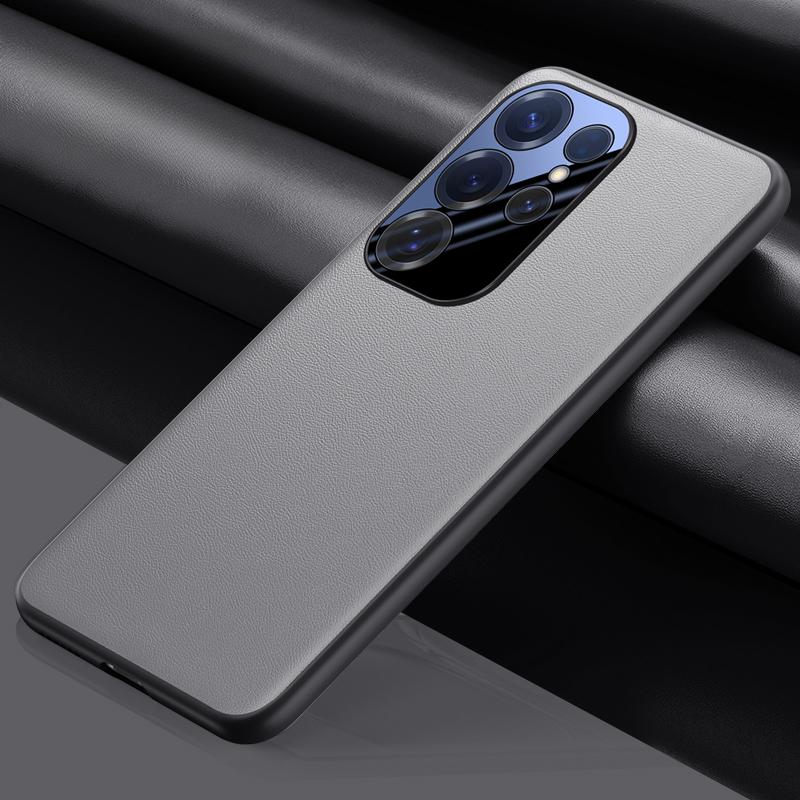 Pu Leather Soft Edged Silicone Phone Case for Samsung for Galaxy S25 Plus S25 Ultra Camera Protection Shockproof Cover