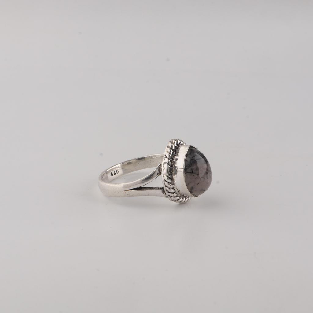 Natural Black Rutile Gemstone 925 Sterling Silver Jewelry Designer Women Ring For Anniversary Gift RR-85-28
