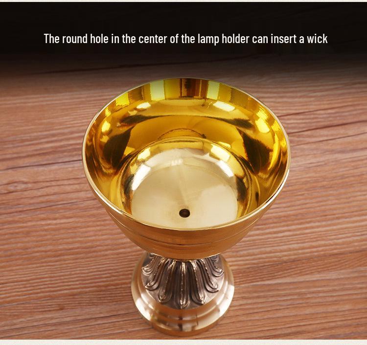 Ghee-Lampenhalter für die Anbetung: Reines Kupfer Messing Ewiges Licht für Buddha-Altar, Kompatibel mit essbarem Sesamöl.