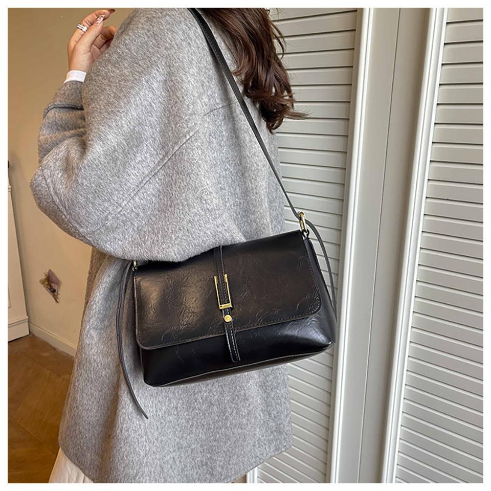 Retro Style Faux Leather Square Shoulder Bag Large Capacity Crossbody Purse for Women KTB