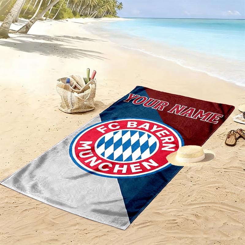 Custom Name Bayern Munich Print Beach Towel, Large Soft Quick Dry Towel for Beach Camping Swimming