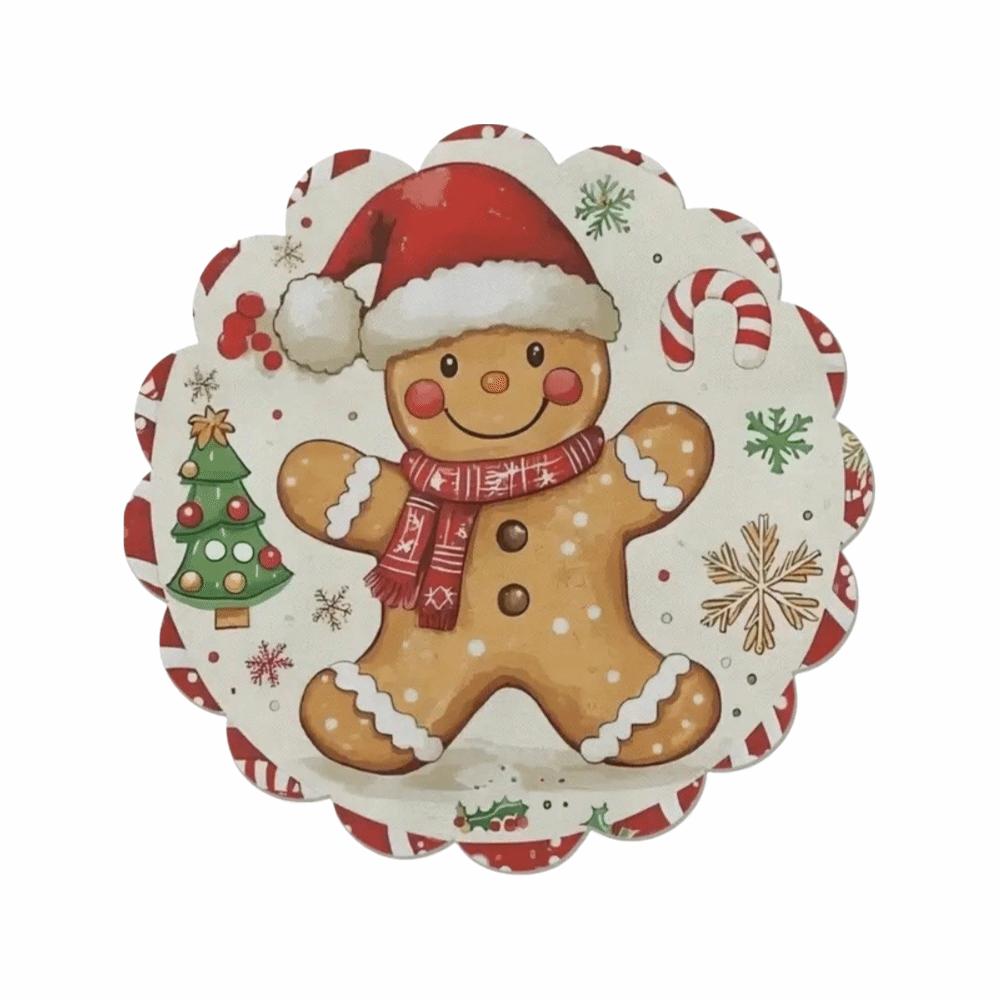 2Pcs New Round Christmas Placemats Polyester Non-Slip Christmas Table Mats Xmas Placemat Wedding Party Decor