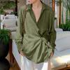 INCERUN Oversized Men Lapel Neck Long Sleeve Side Button Irregular Casual Shirts