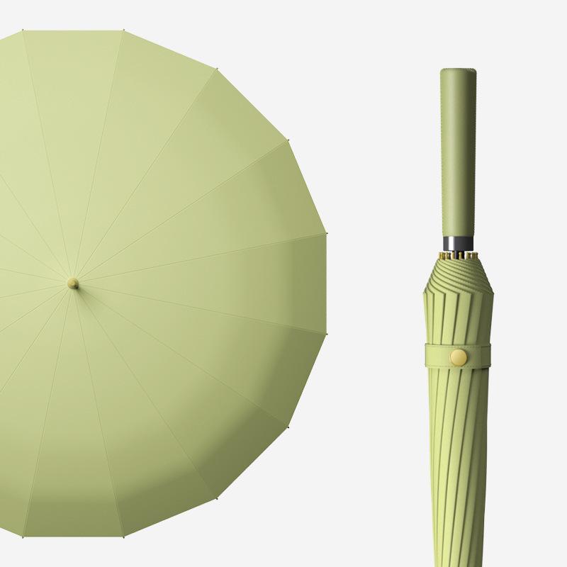 Creative 16 bone straight rod umbrella color scheme handle automatic Japanese double simple long handle umbrella men and women reinforced anti