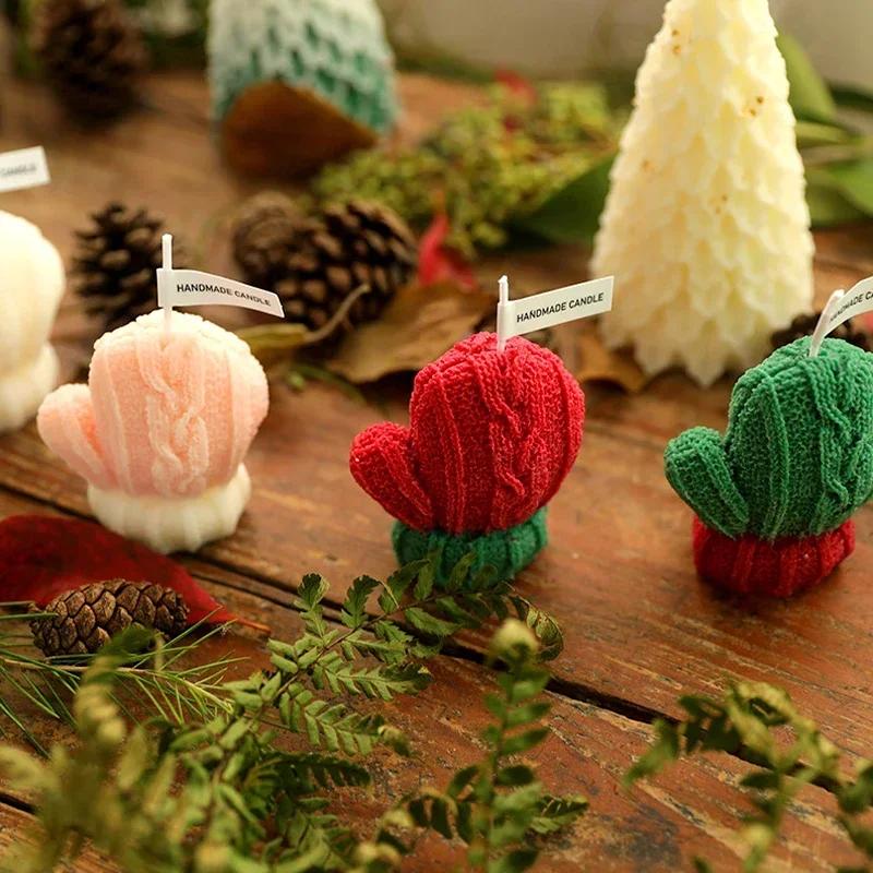 1pc Creative Christmas Gloves Candle Handmade Scented Candle Aromatherapy Soy Wax Candles Party Guest Gifts Home Decoration