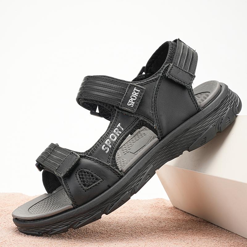 Fashion Slipper Style Soft Bottom Sandals Summer Beach Falts Wading Aqua Shoes Fisherman Flats Breathable Mens Genuine Leather Sandals