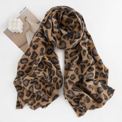 New Leopard Print Women's Scarf Soft Warm Cashmere Print Tassel Neck Dual-purpose Shawl