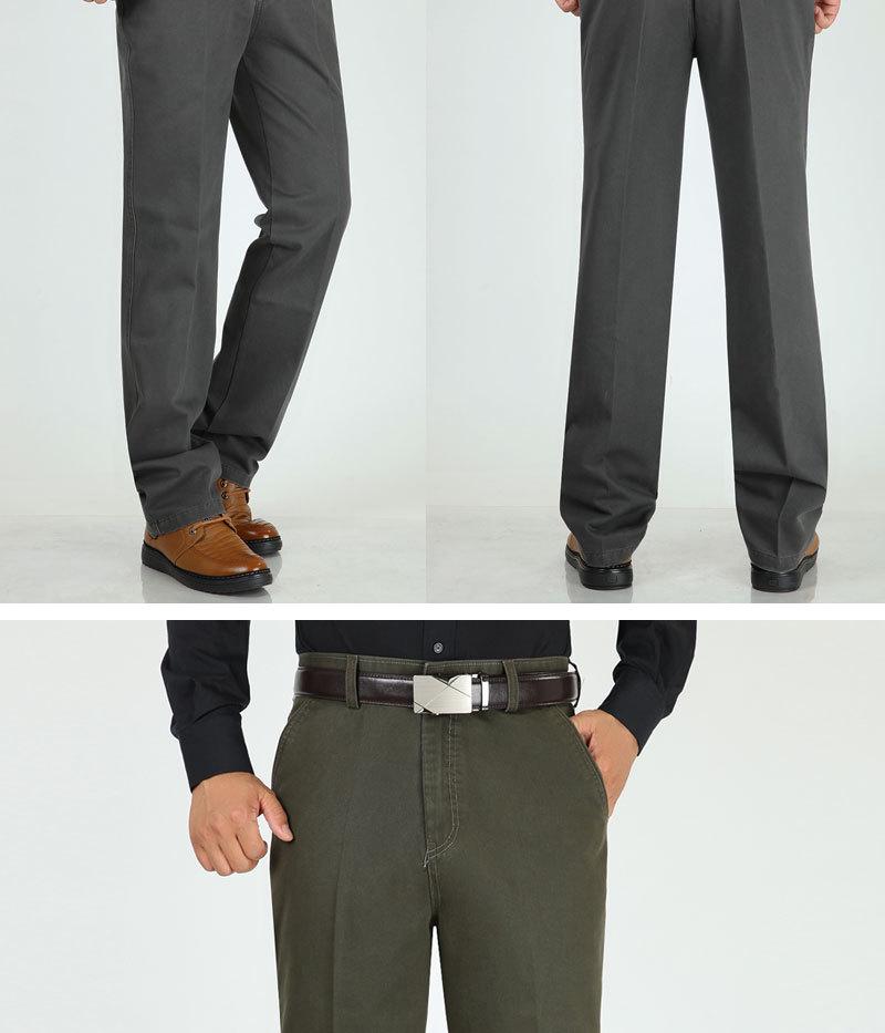 Men's Thick Cotton Casual High-Waisted Straight-Leg Pants for Autumn and Winter