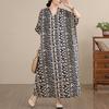 DIMANAF New 2026 Women Plus Size Spring Summer Beach Vintage Long Dress Loose Oversize Maxi Floral Print Black