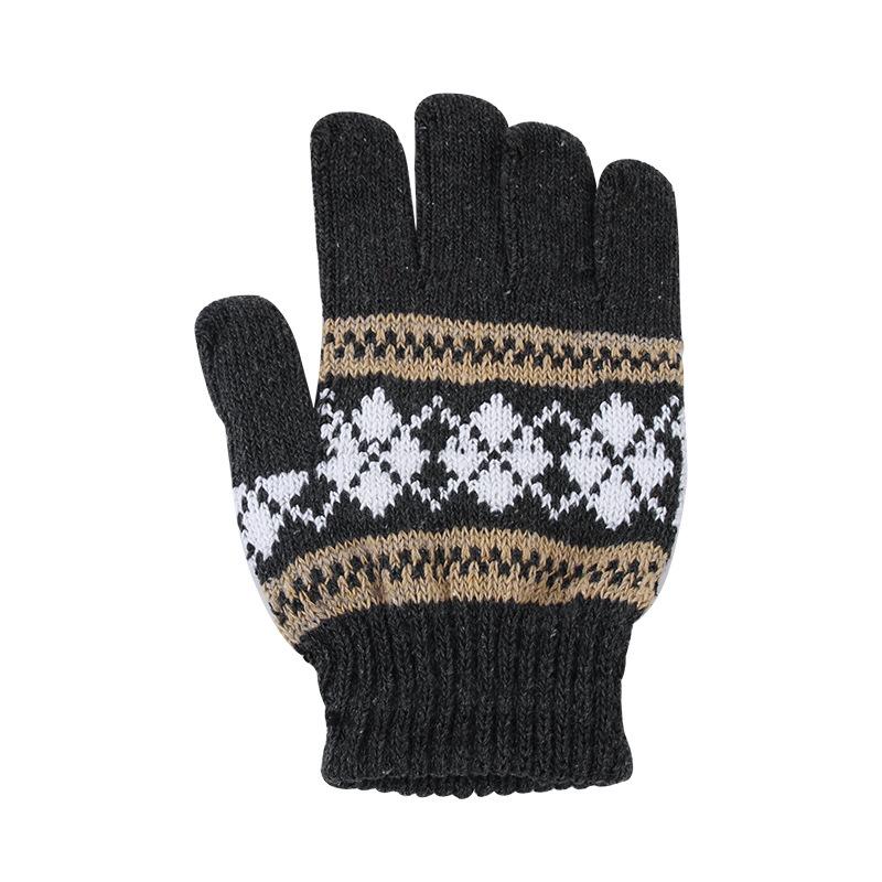 Winter new thermal gloves men's thickened full-finger gloves adult outdoor wool knitted gloves