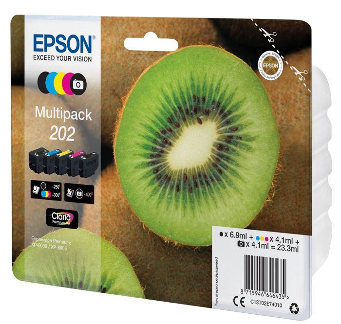 Cartouche d'encre epson 202 multipack - pack de 5 - noir, jaune, cyan, magenta, photo noire - originale