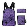 Classic Novelty Halloween 3D Printed 3pcs/Set Pupil School Bags Laptop Daypack Backpack Inclined Shoulder Bag Pencil Case