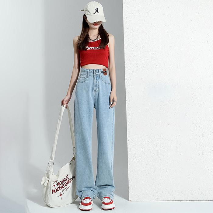2025 Trendy Slimming High Waist Wide Leg Jeans for Women - Petite Fit, Straight Cut, Loose Pants