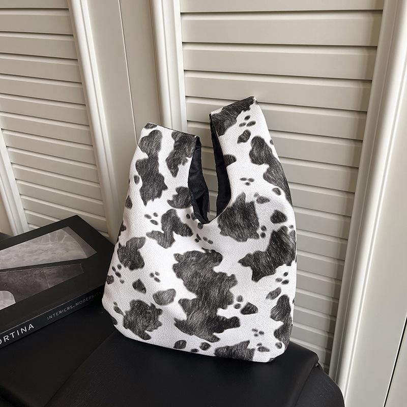 French Underarm Tote Bags for Women's Brown Leopard Handbag Clutch Bags Female Vintage PU Leather Shoulder Bags Versatile Casual KTB