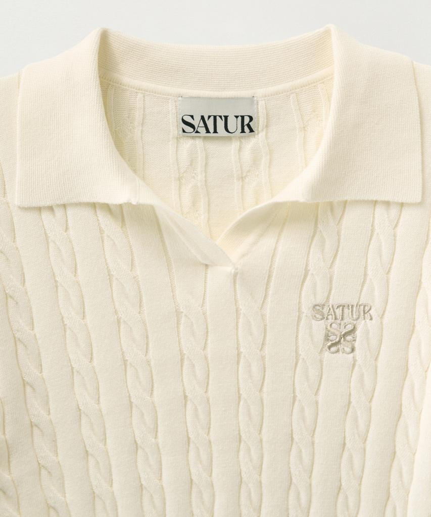 Seteo (W) Cable Collar Half Knit Cream