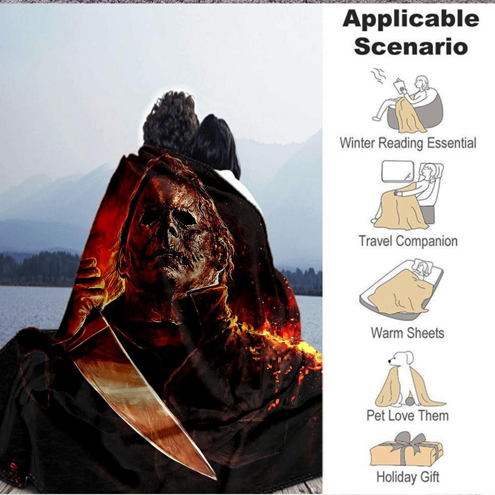1PC Horror Character, Samhain1992 Blanket Lightweight Flannel Throw Blanket for Sofa, Bed, Travel, Camping, Livingroom, Office, Couch