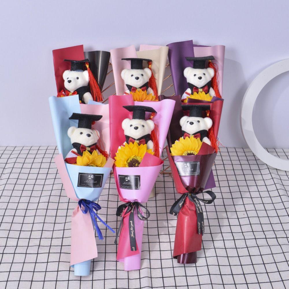 Plush Bear Bear Plush Bouquet Cartoon Doctoral Bear Toy Graduation Bear Bouquet  Birthday Party