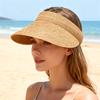 Summer Straw Sun Hat with Wide Brim For, Beach Hat That Can Be Rolled Up for Ponytails, Travel Sun Hat