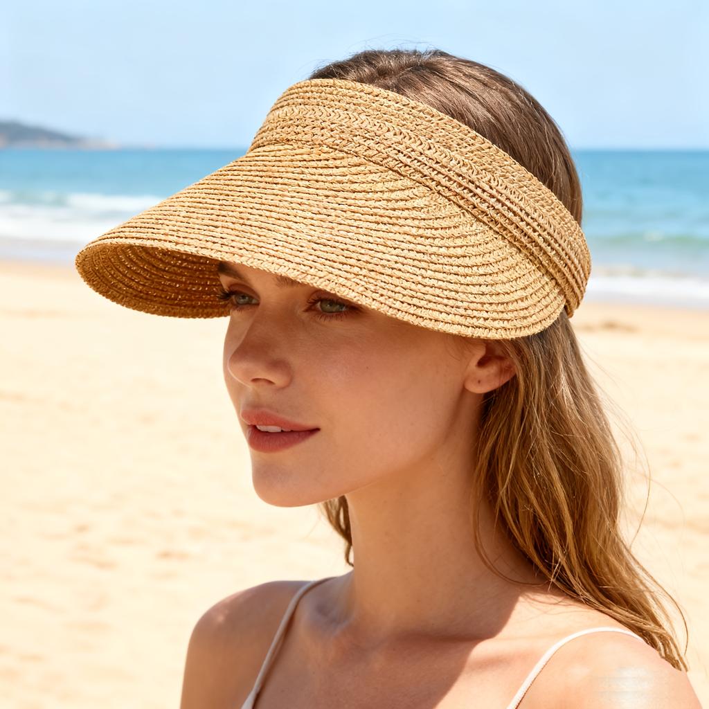New spring sun hat for women's outdoor travel sun hat with large eaves and foldable roof beach straw hat