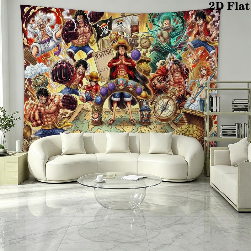 Anime One-Piece Wall Tapestry Aesthetic Wall Hanging Printed Fabric Blanket Decorative Tapestries for Bedroom Living Room Home Decor